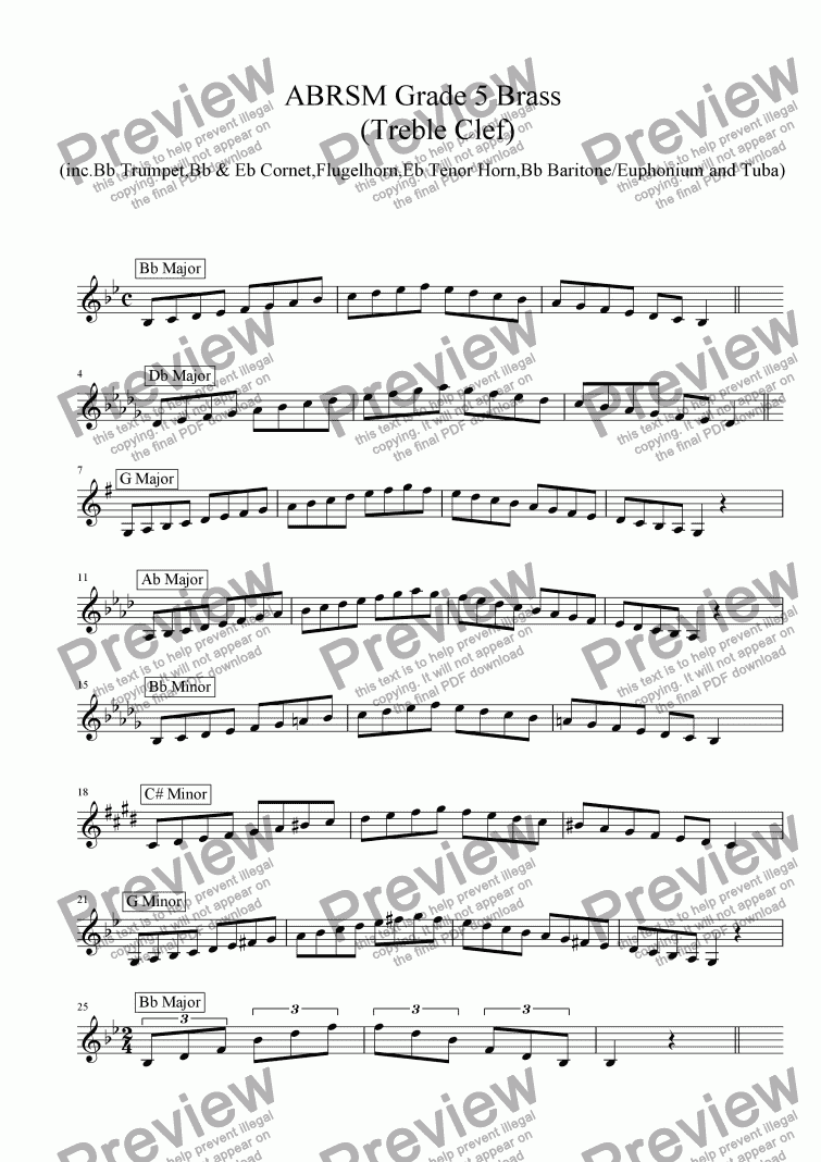 Tuba Scales With Finger Chart