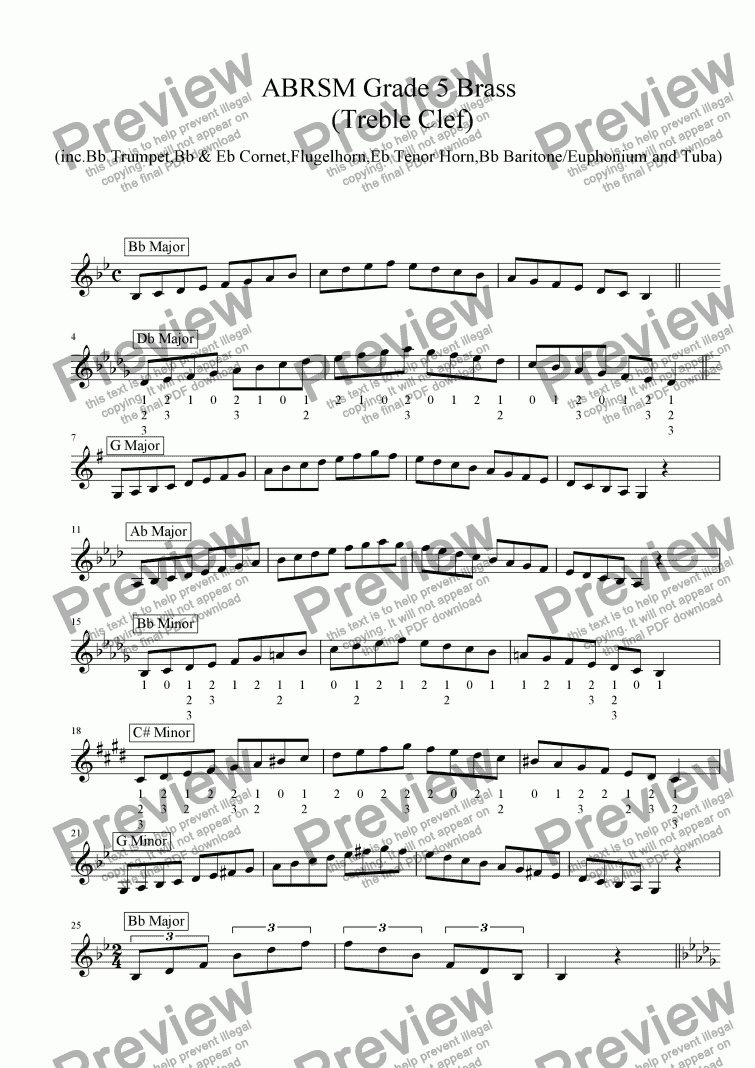 Tuba Scale Chart