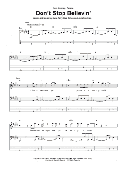 page one of Don't Stop Believin' (Bass Guitar Tab)
