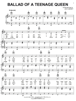 page one of Ballad Of A Teenage Queen (Piano, Vocal & Guitar Chords (Right-Hand Melody))