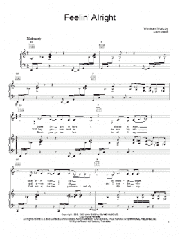 page one of Feelin' Alright (Piano, Vocal & Guitar Chords (Right-Hand Melody))