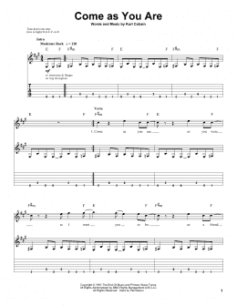 page one of Come As You Are (Guitar Tab (Single Guitar))