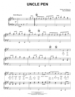 page one of Uncle Pen (Piano, Vocal & Guitar Chords (Right-Hand Melody))