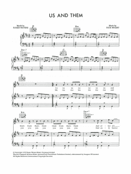 page one of Us And Them (Piano, Vocal & Guitar Chords)