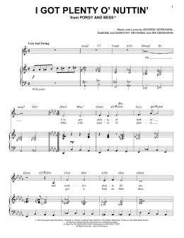 page one of I Got Plenty O' Nuttin' (Piano & Vocal)