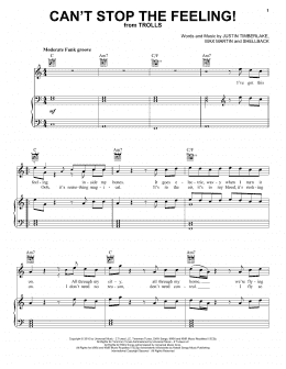page one of Can't Stop The Feeling (Piano, Vocal & Guitar Chords (Right-Hand Melody))