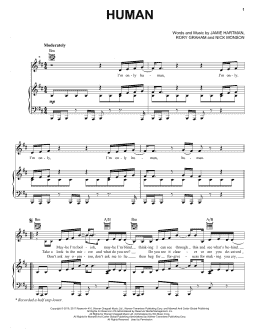 page one of Human (Piano, Vocal & Guitar Chords (Right-Hand Melody))