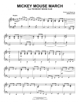 page one of Mickey Mouse March (from The Mickey Mouse Club) (Piano Solo)