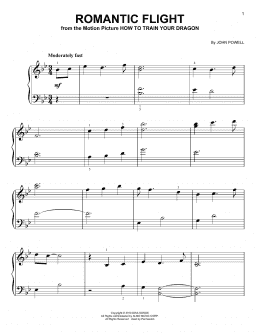 page one of Romantic Flight (from How to Train Your Dragon) (Easy Piano)