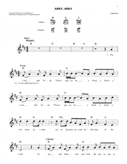 page one of Arky, Arky (Lead Sheet / Fake Book)