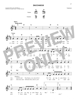 page one of Zacchaeus (Lead Sheet / Fake Book)