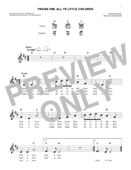 page one of Praise Him, All Ye Little Children (Lead Sheet / Fake Book)