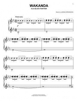 page one of Wakanda (from Black Panther) (Easy Piano)