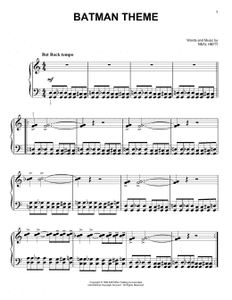 page one of Batman Theme (Easy Piano)