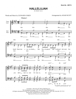 page one of Hallelujah (arr. Adam Scott) (SSAA Choir)