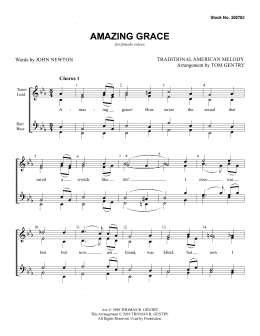 page one of Amazing Grace (arr. Tom Gentry) (SSAA Choir)