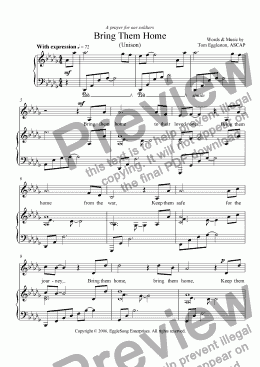 page one of Bring Them Home-Unison