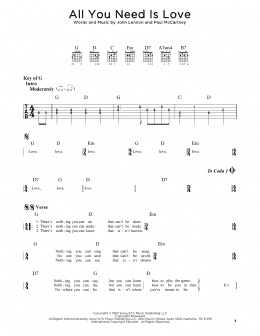 page one of All You Need Is Love (Guitar Rhythm Tab)