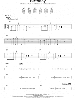 page one of Birthday (Guitar Rhythm Tab)