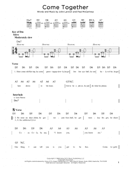 page one of Come Together (Guitar Rhythm Tab)