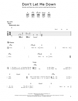 page one of Don't Let Me Down (Guitar Rhythm Tab)