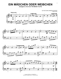 page one of Ein Madchen Oder Weibchen (Very Easy Piano)