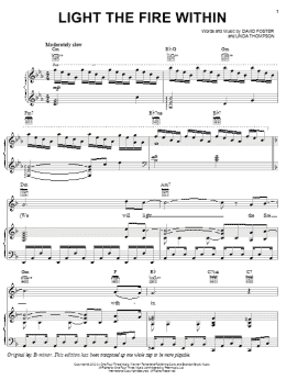 page one of Light The Fire Within (Piano, Vocal & Guitar Chords (Right-Hand Melody))