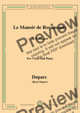 page one of Duparc-Le Manoir de Rosamonde in F Major