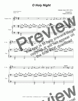 page one of O Holy Night (for Soprano Saxophone and Piano)