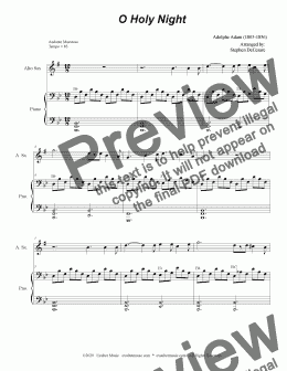 page one of O Holy Night (for Alto Saxophone and Piano)