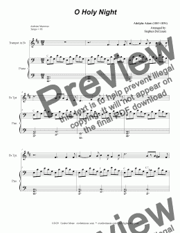 page one of O Holy Night (for Bb-Trumpet solo and Piano)