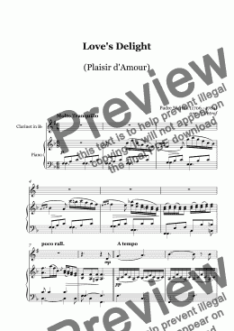 page one of Padre Martini - Love's Delight  (Plaisir d'Amour) - Clarinet (Bb) and Piano
