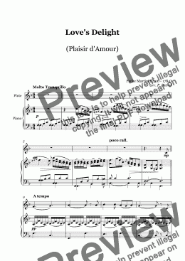 page one of Padre Martini - Love's Delight (Plaisir d'Amour) - Flute and Piano	