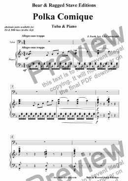 page one of Polka Comique for tuba & piano accom.