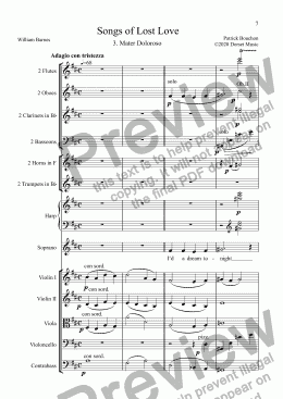 page one of 5 Songs of Lost Love - 3. "Mater Dolorosa" for Soprano and Orchestra