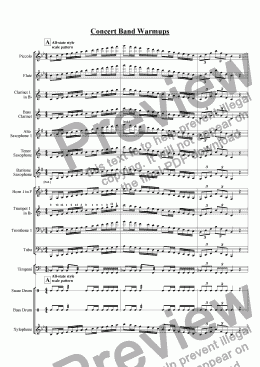 page one of Concert Band Warmups