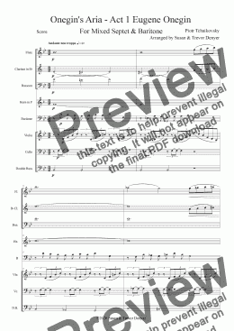 page one of Tchaikovsky - Onegin's Aria (Baritone) - Act 1 Eugene Onegin - Score