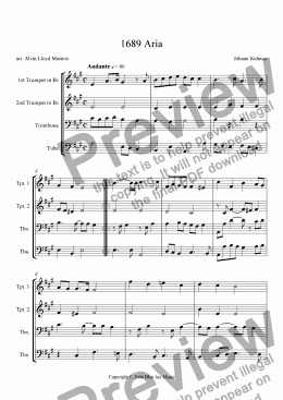page one of 1689 Aria   Brass Quartet    Kuhnau