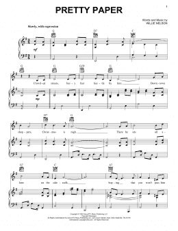 page one of Pretty Paper (Piano, Vocal & Guitar Chords (Right-Hand Melody))