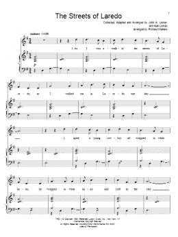 page one of The Streets Of Laredo (Piano, Vocal & Guitar Chords (Right-Hand Melody))