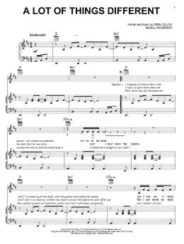 page one of A Lot Of Things Different (Piano, Vocal & Guitar Chords (Right-Hand Melody))