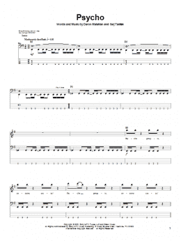 page one of Psycho (Bass Guitar Tab)