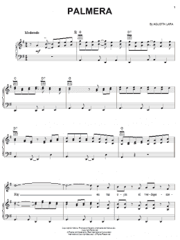 page one of Palmera (Piano, Vocal & Guitar Chords (Right-Hand Melody))