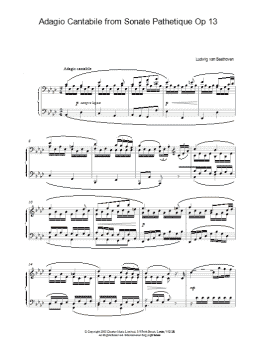 page one of Adagio Cantabile from Sonate Pathetique Op 13 (Piano Solo)