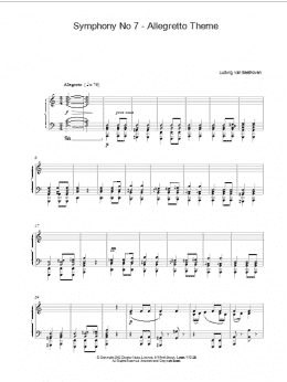 page one of Symphony No. 7 - Allegretto Theme (Piano Solo)