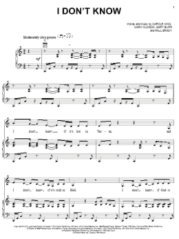 page one of I Don't Know (Piano, Vocal & Guitar Chords (Right-Hand Melody))