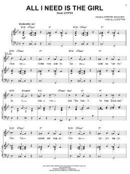 page one of All I Need Is The Girl (Piano & Vocal)
