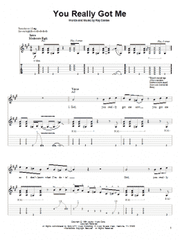 page one of You Really Got Me (Guitar Tab (Single Guitar))