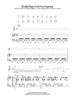 page one of Butterflies And Hurricanes (Piano, Vocal & Guitar Chords)