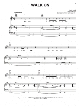 page one of Walk On (Piano, Vocal & Guitar Chords (Right-Hand Melody))